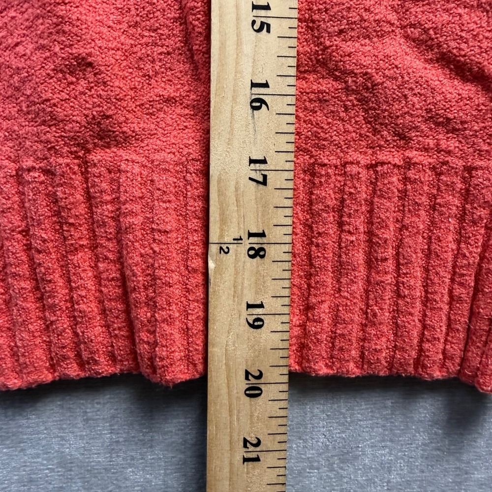 Moth Anthropologie Knit Hoodie Sweater Coral Orange Pointelle Cotton Blend L - Picture 5 of 7